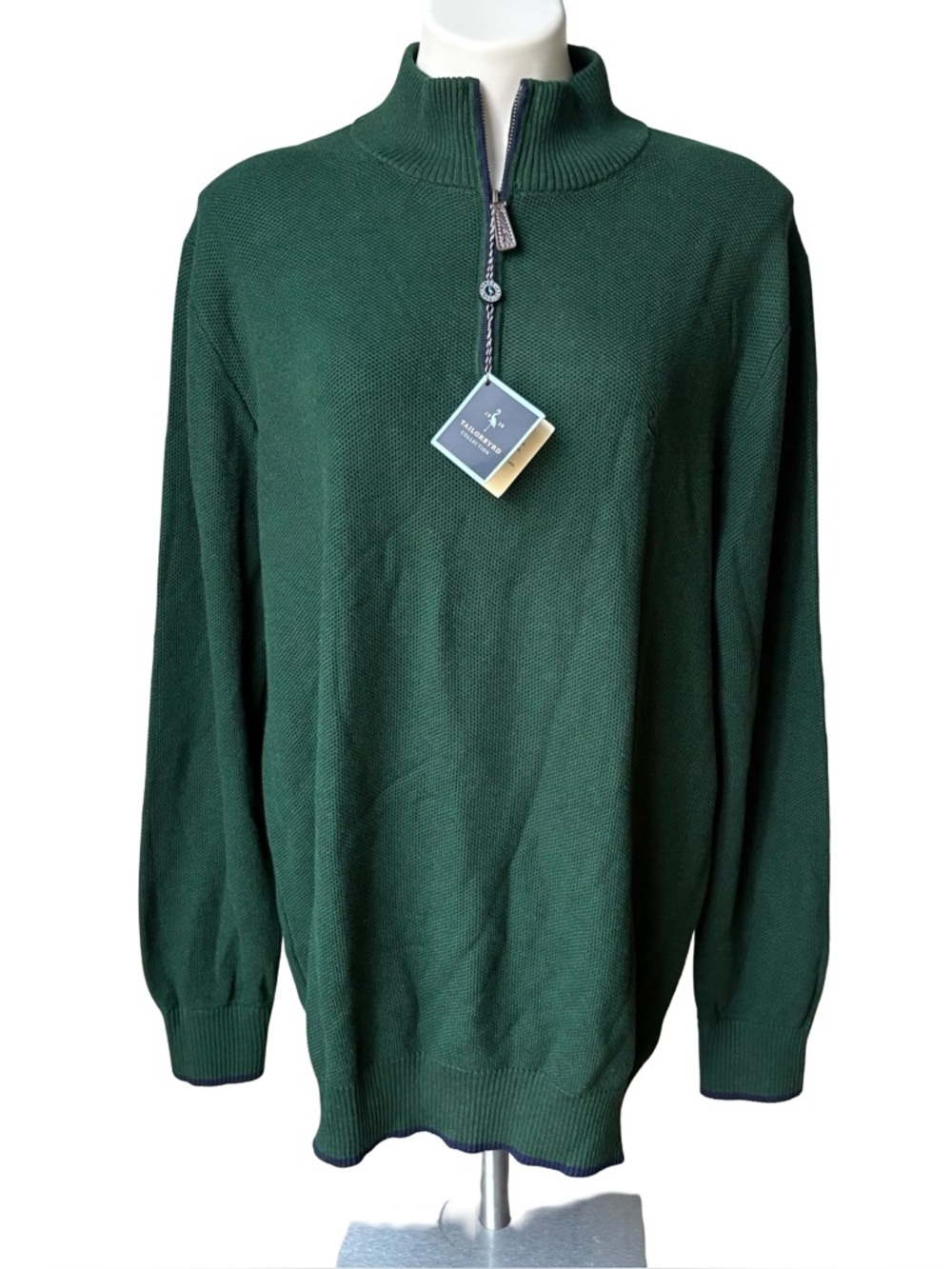 NWT Tailorbyrd Mock Turtleneck Quarter Zip Knit Pullover Sweater, Sz XXL